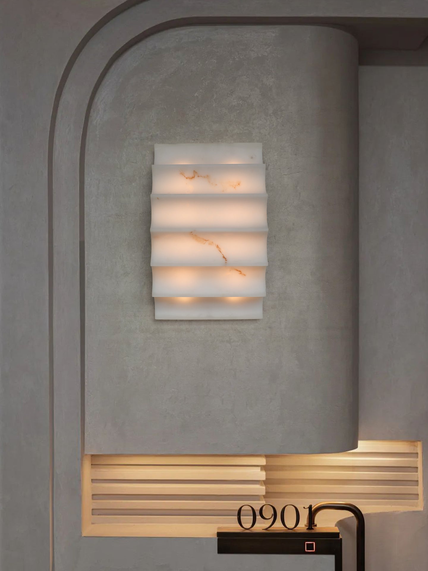 Dolax Tiered Alabaster Wall Lamp-Neutral Decor