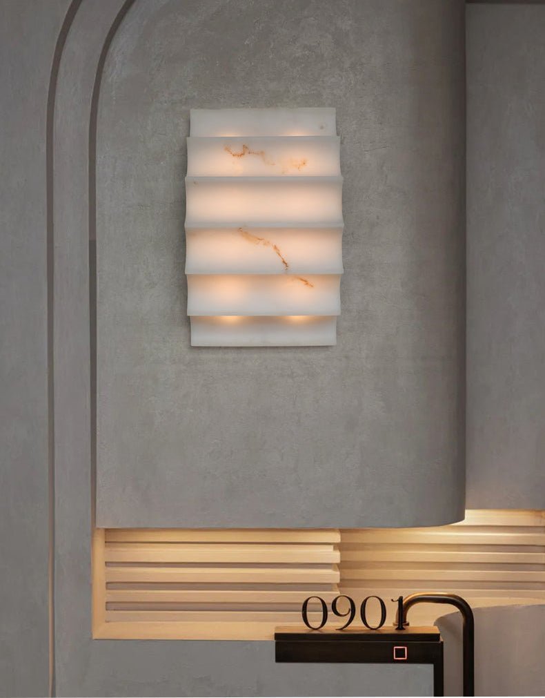 Dolax Tiered Alabaster Wall Lamp-Neutral Decor