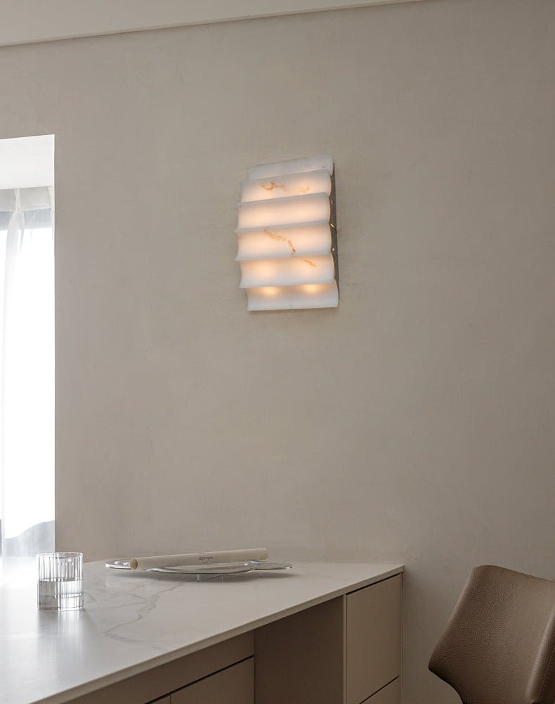 Dolax Tiered Alabaster Wall Lamp-Neutral Decor