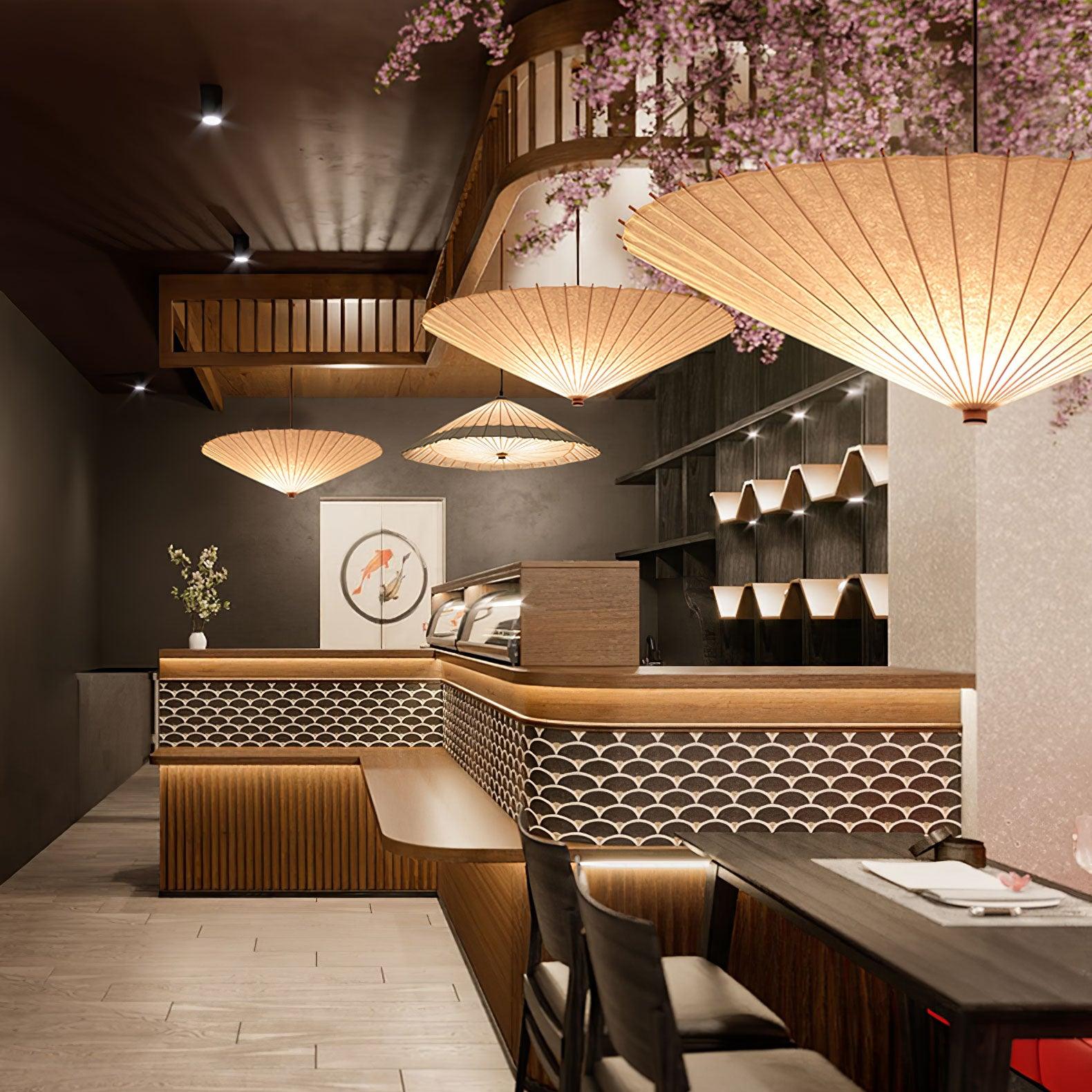 Nirixel Pendant Lamp Paper Umbrella Pleated Dining Room-Neutral Decor