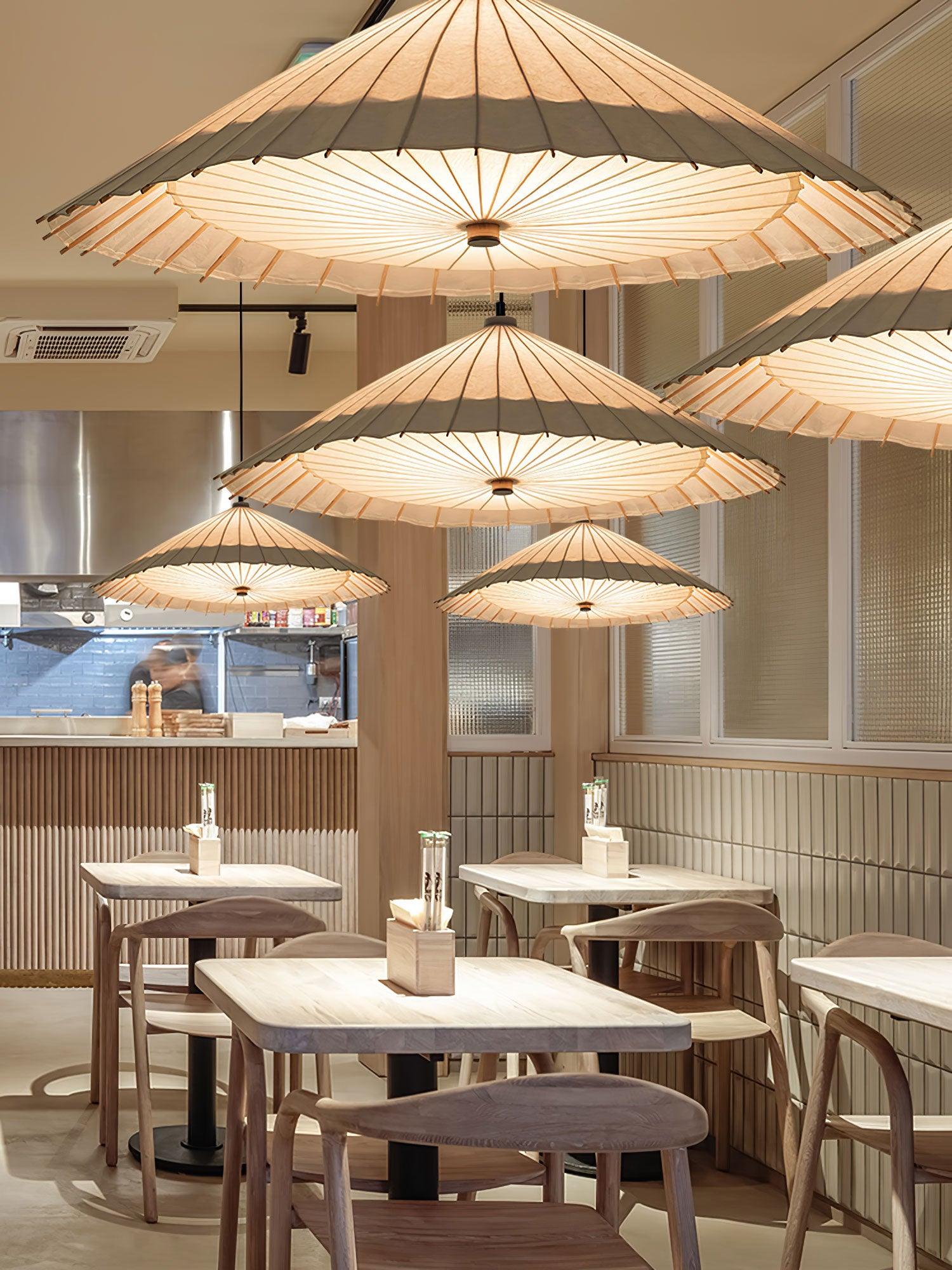 Nirixel Pendant Lamp Paper Umbrella Pleated Dining Room-Neutral Decor