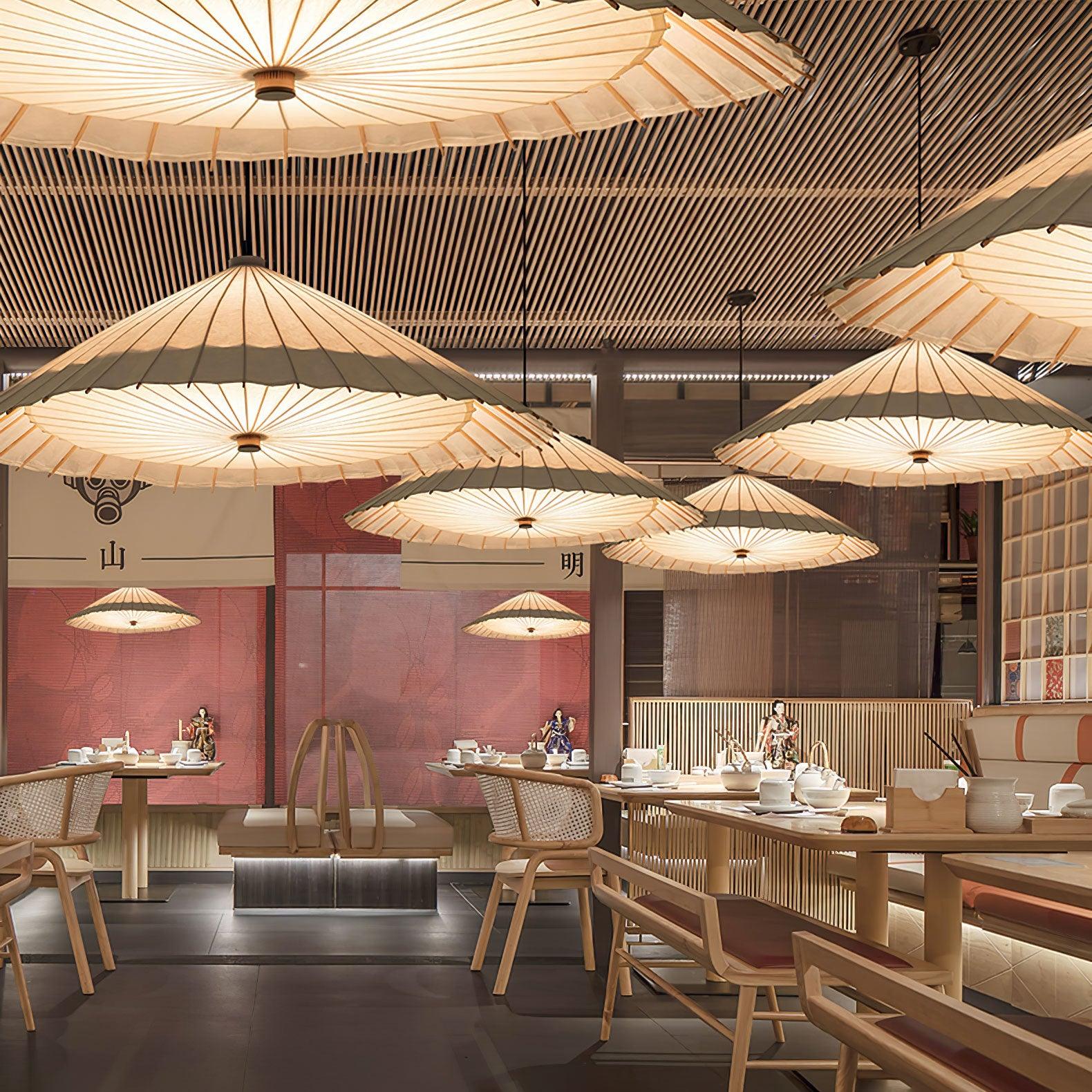 Nirixel Pendant Lamp Paper Umbrella Pleated Dining Room-Neutral Decor