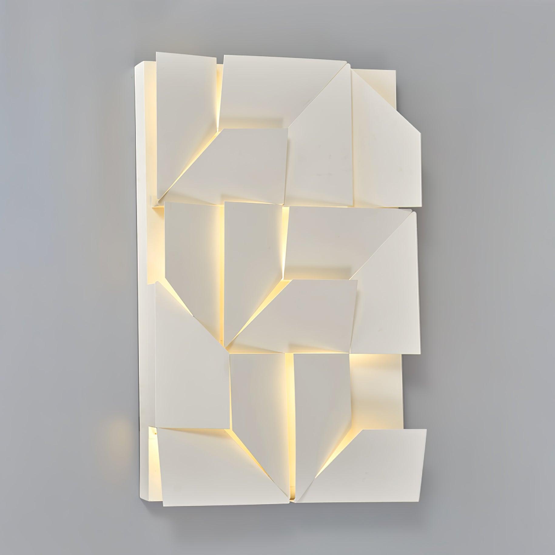 Wall Lamp 3D Geometric Panels Layered Light Art Remote Dimming Modern