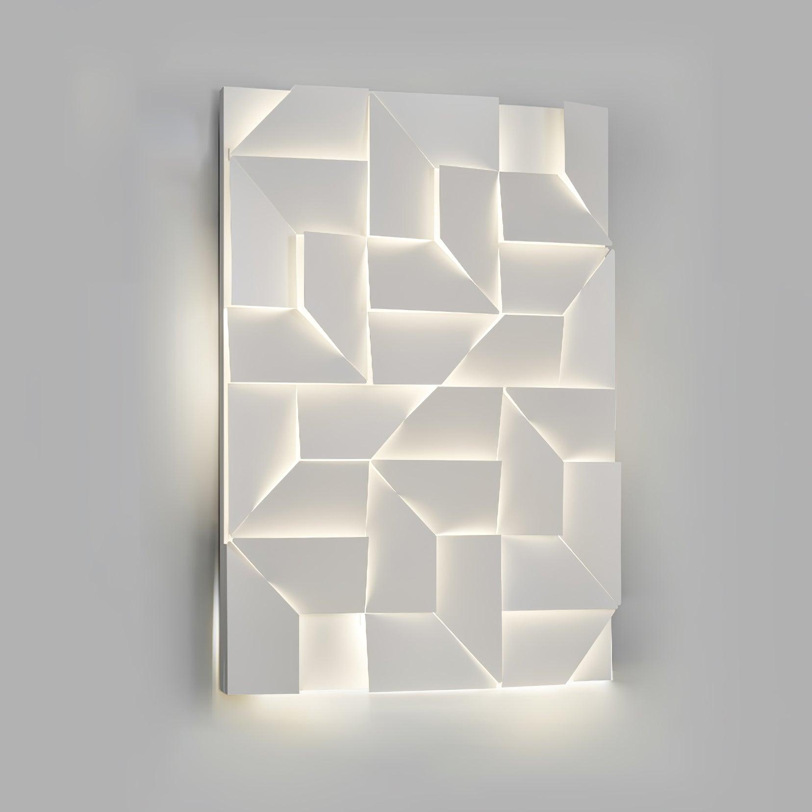 Wall Lamp 3D Geometric Panels Layered Light Art Remote Dimming Modern