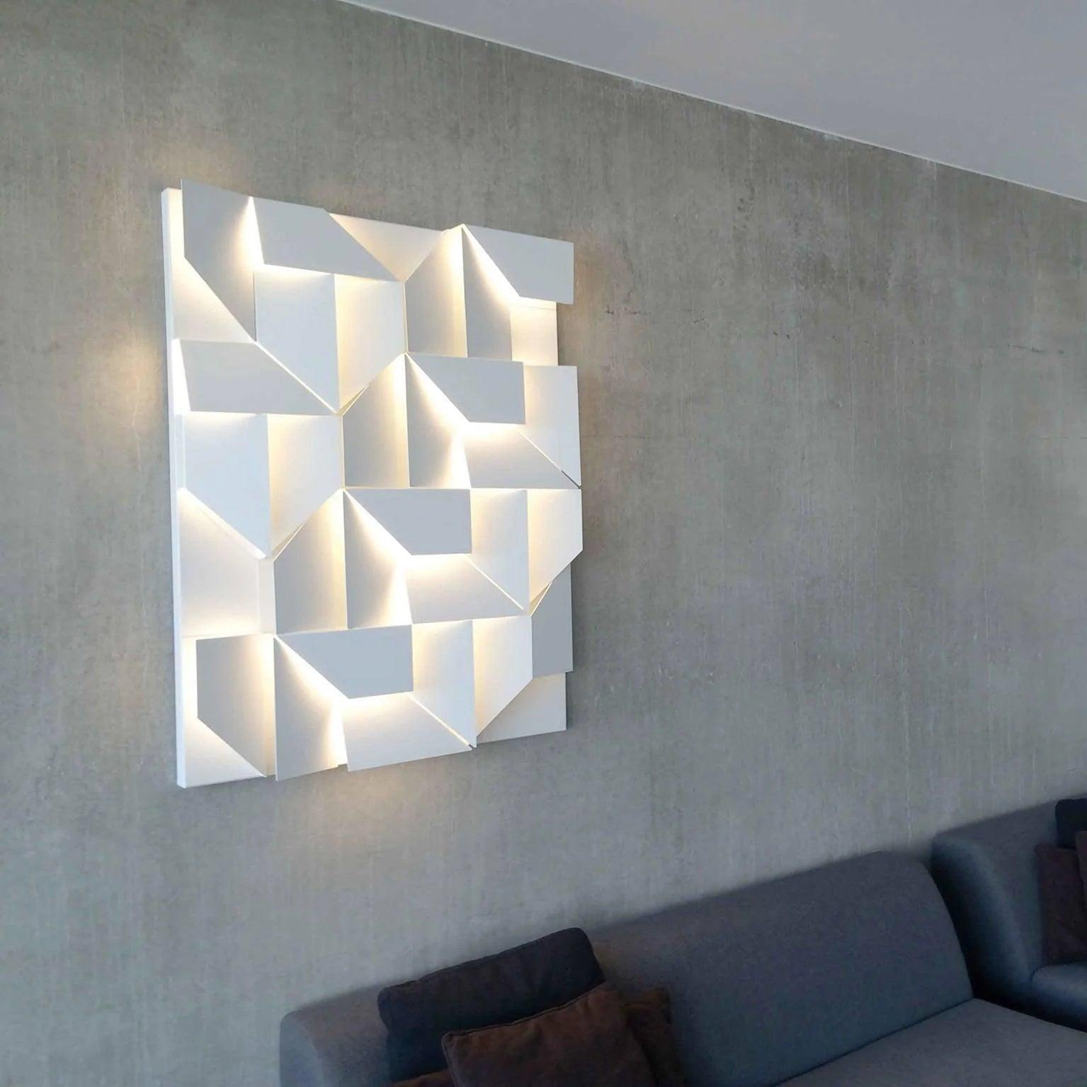 Wall Lamp 3D Geometric Panels Layered Light Art Remote Dimming Modern