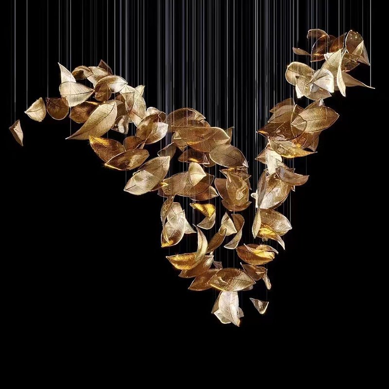 Darien Iridescent Leaf Pendant Light-Neutral Decor