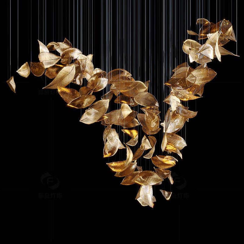 Darien Iridescent Leaf Pendant Light-Neutral Decor
