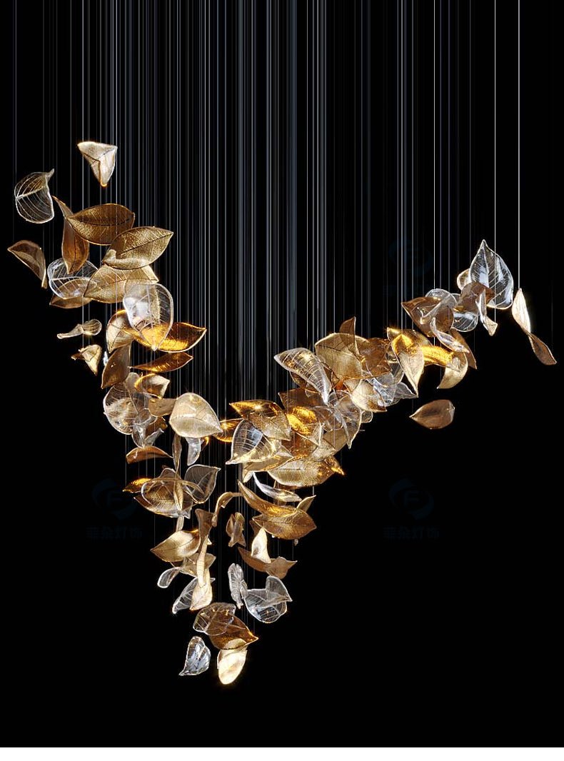 Darien Iridescent Leaf Pendant Light-Neutral Decor