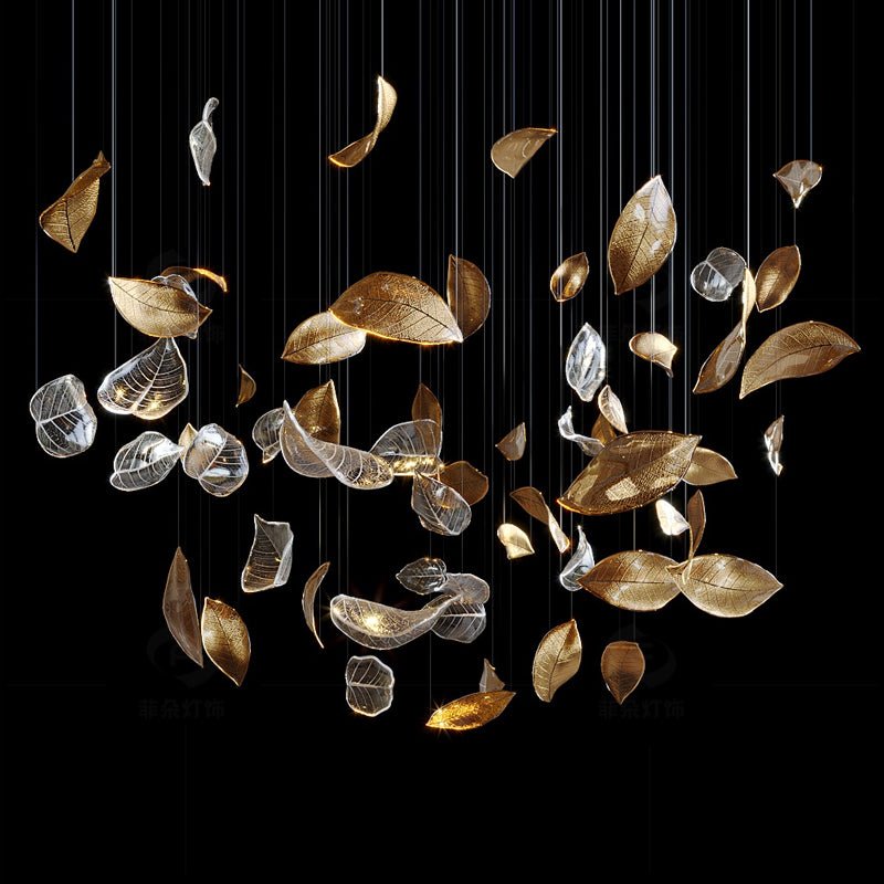 Darien Iridescent Leaf Pendant Light-Neutral Decor