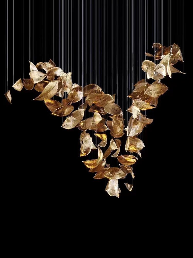 Darien Iridescent Leaf Pendant Light-Neutral Decor