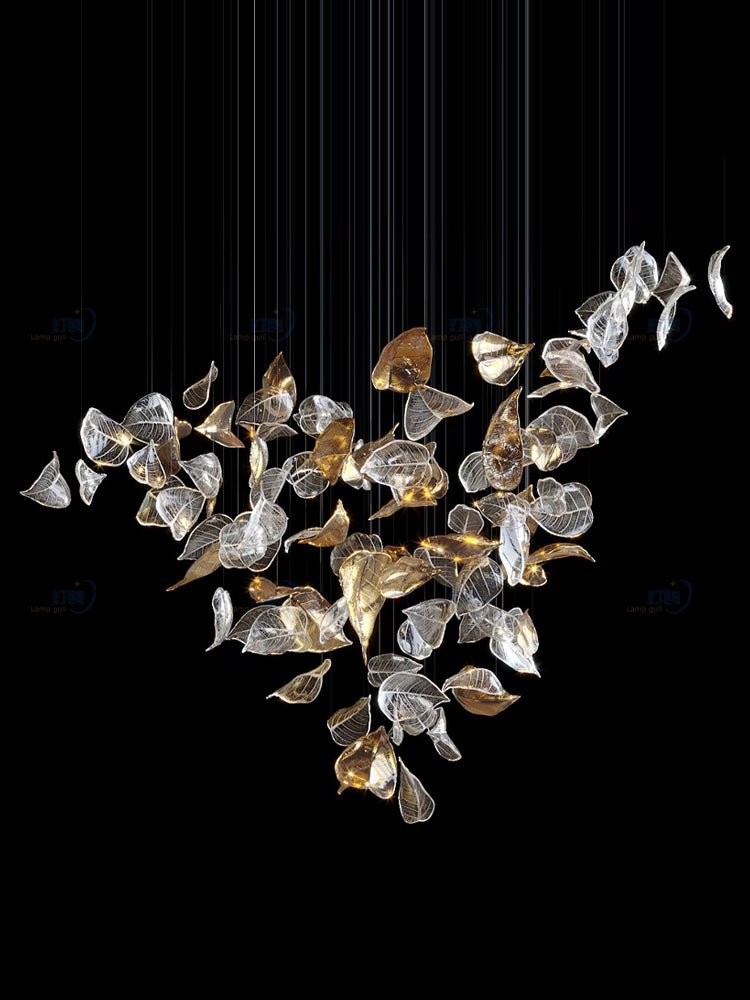 Darien Iridescent Leaf Pendant Light-Neutral Decor