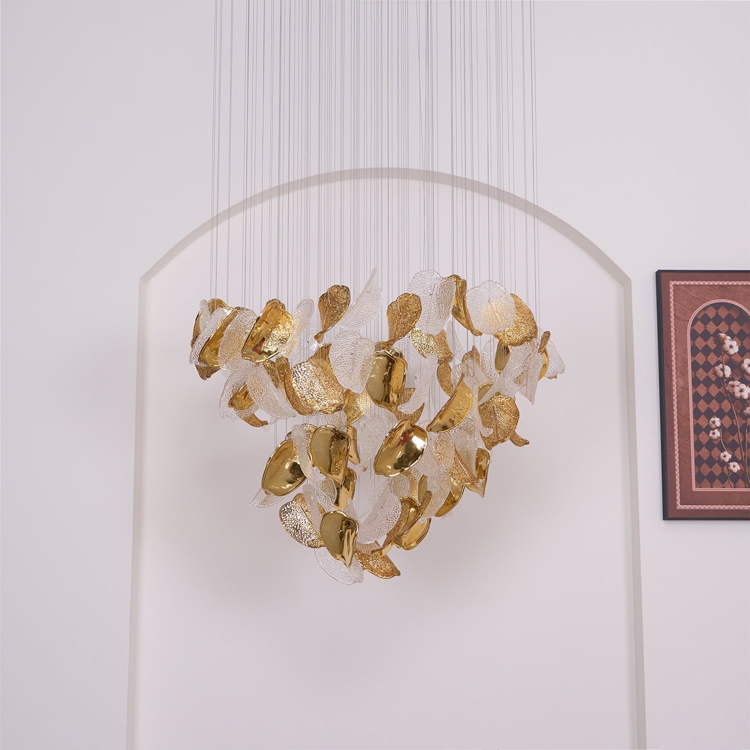 Darien Iridescent Leaf Pendant Light-Neutral Decor