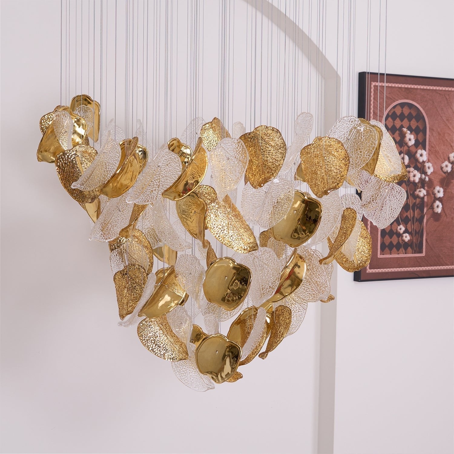 Darien Iridescent Leaf Pendant Light-Neutral Decor