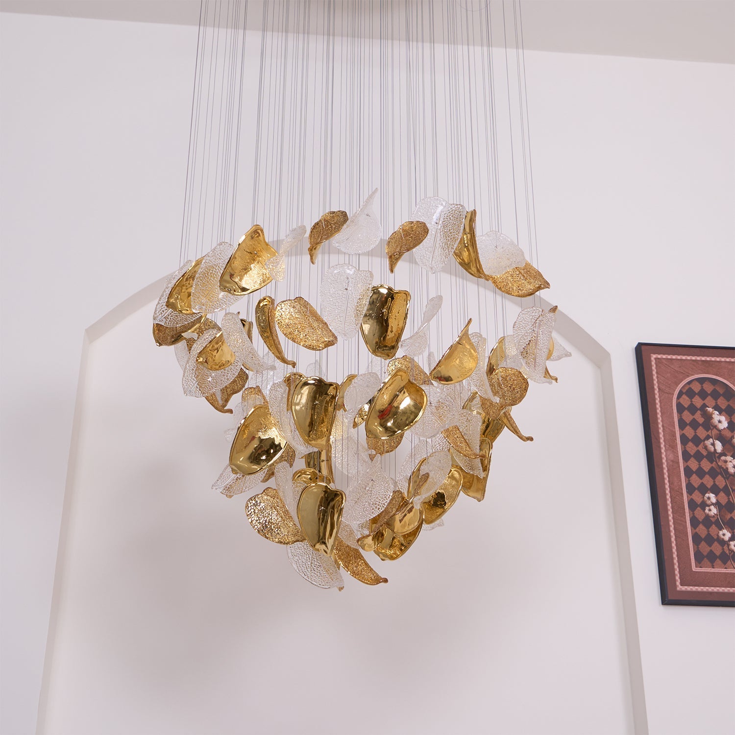 Darien Iridescent Leaf Pendant Light-Neutral Decor
