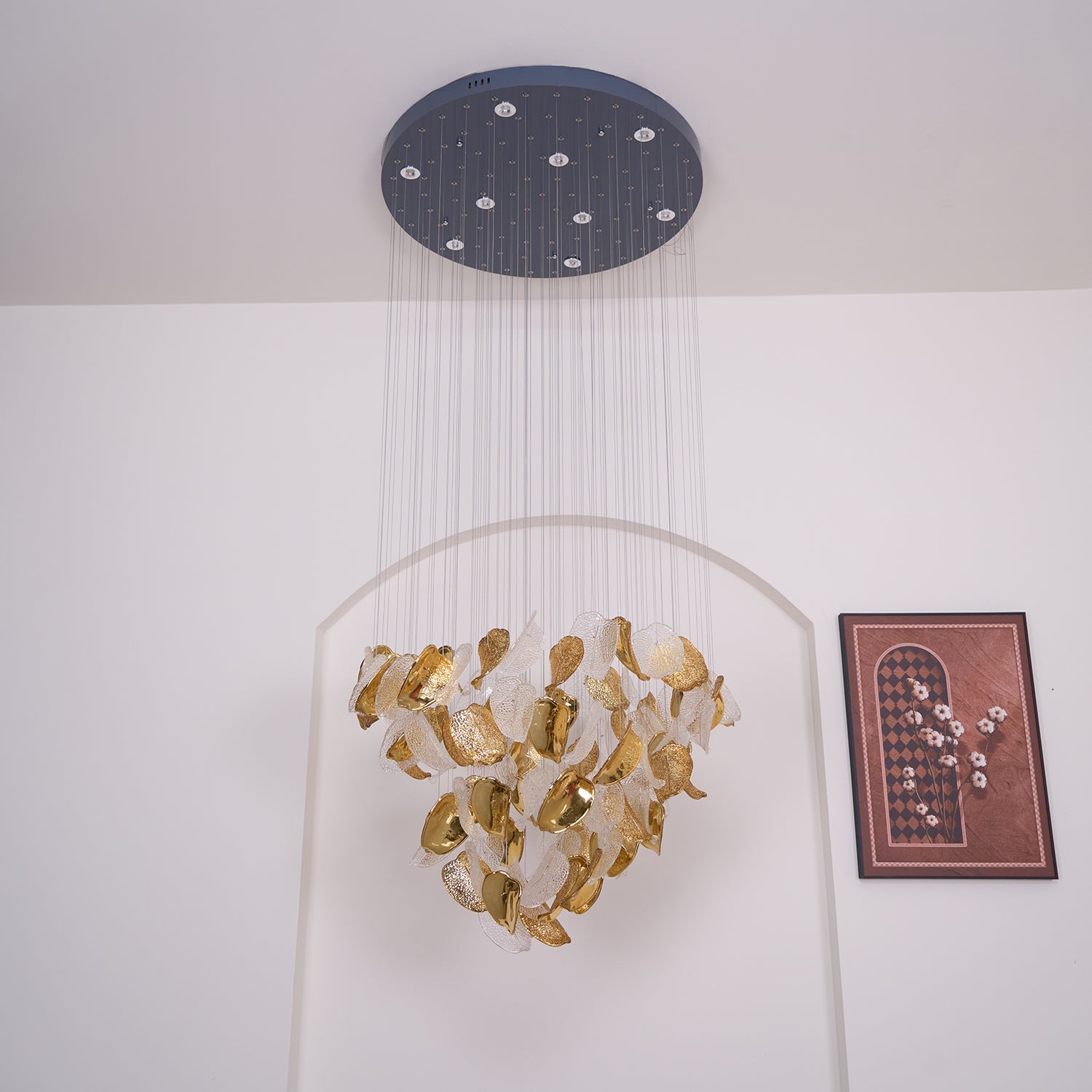 Darien Iridescent Leaf Pendant Light-Neutral Decor
