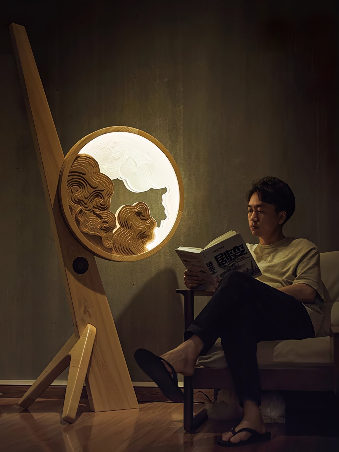 Cunoreth Rustic Wood Table Lamp-Neutral Decor