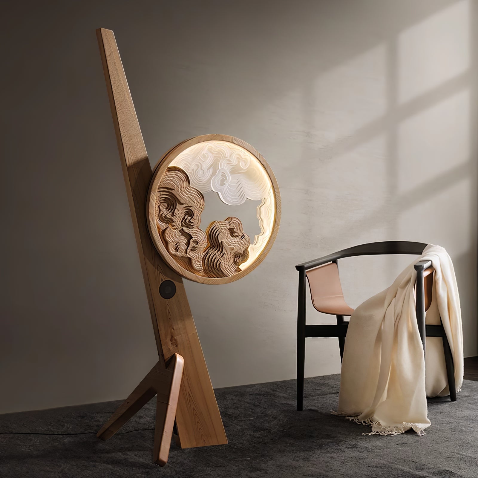 Cunoreth Rustic Wood Table Lamp-Neutral Decor