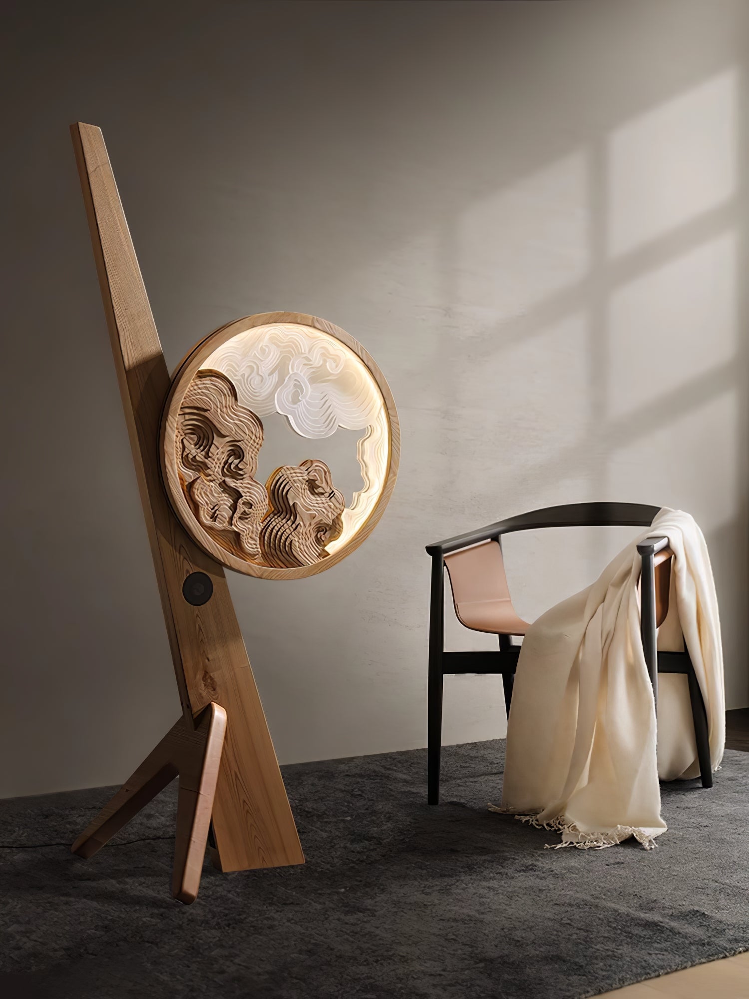Cunoreth Rustic Wood Table Lamp-Neutral Decor