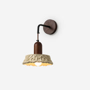 Wall Lamp with Carved Resin Shade Walnut Wood Arm Vintage