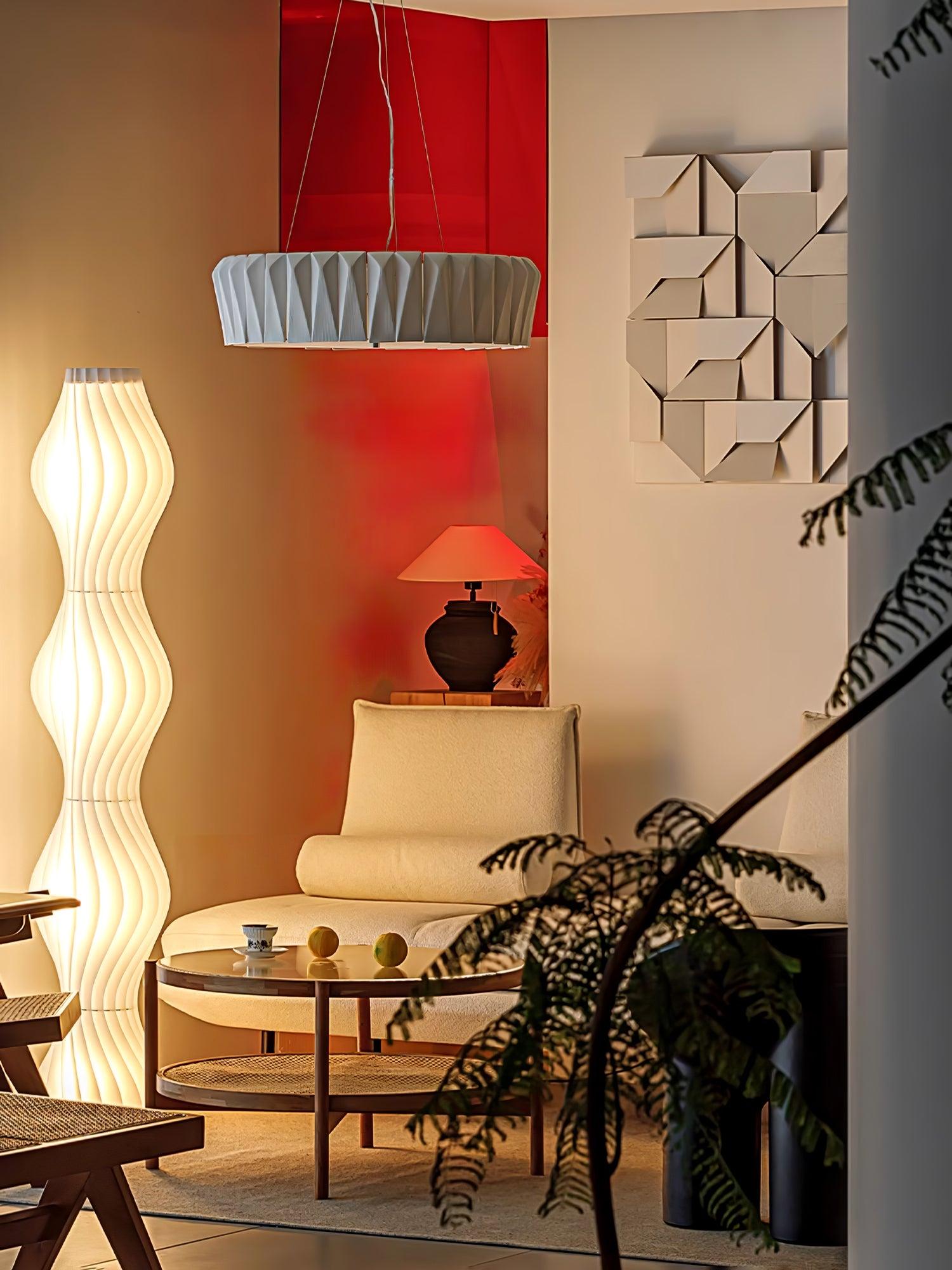 Vaeliora Ribbed Ceramic Pendant Light-Neutral Decor