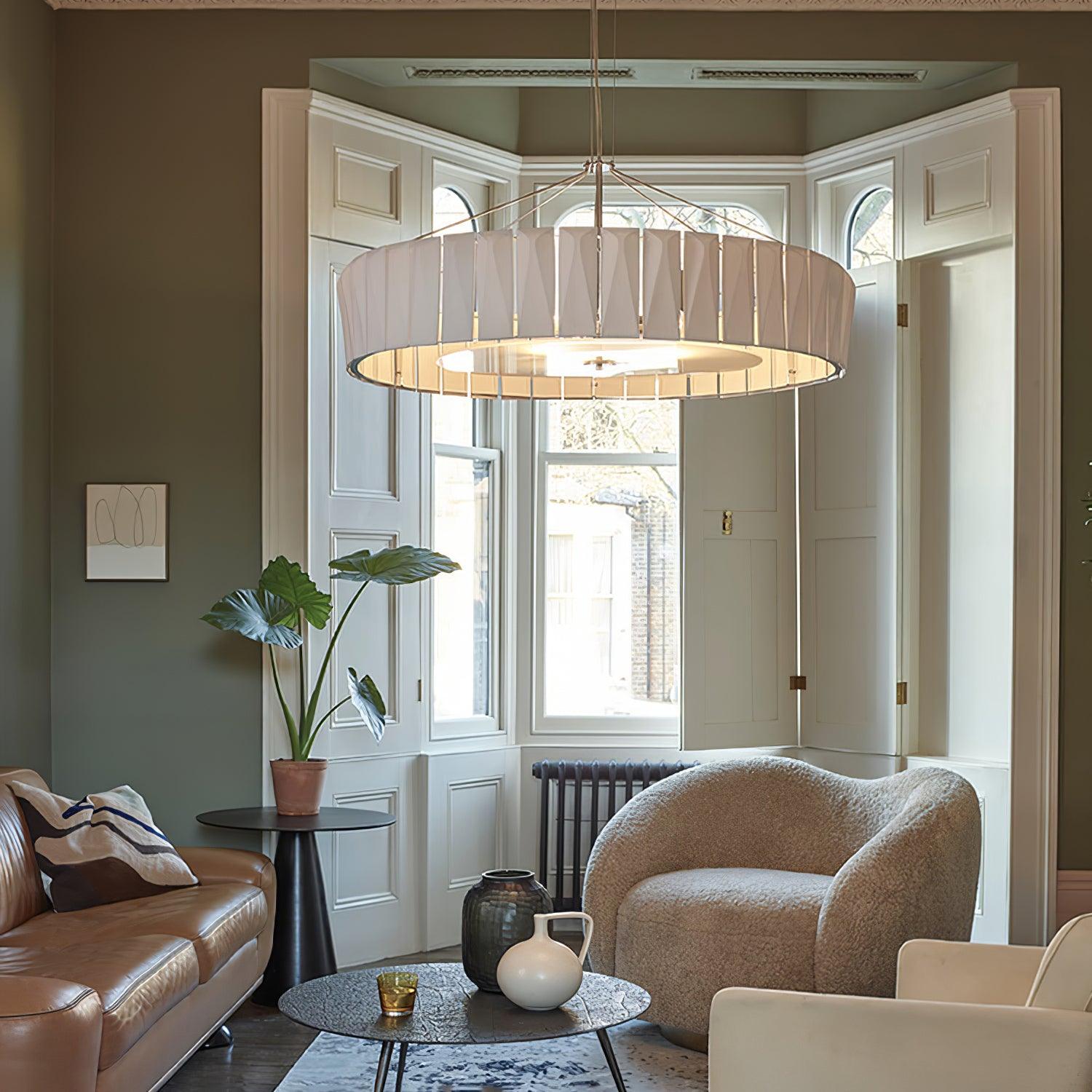 Vaeliora Ribbed Ceramic Pendant Light-Neutral Decor