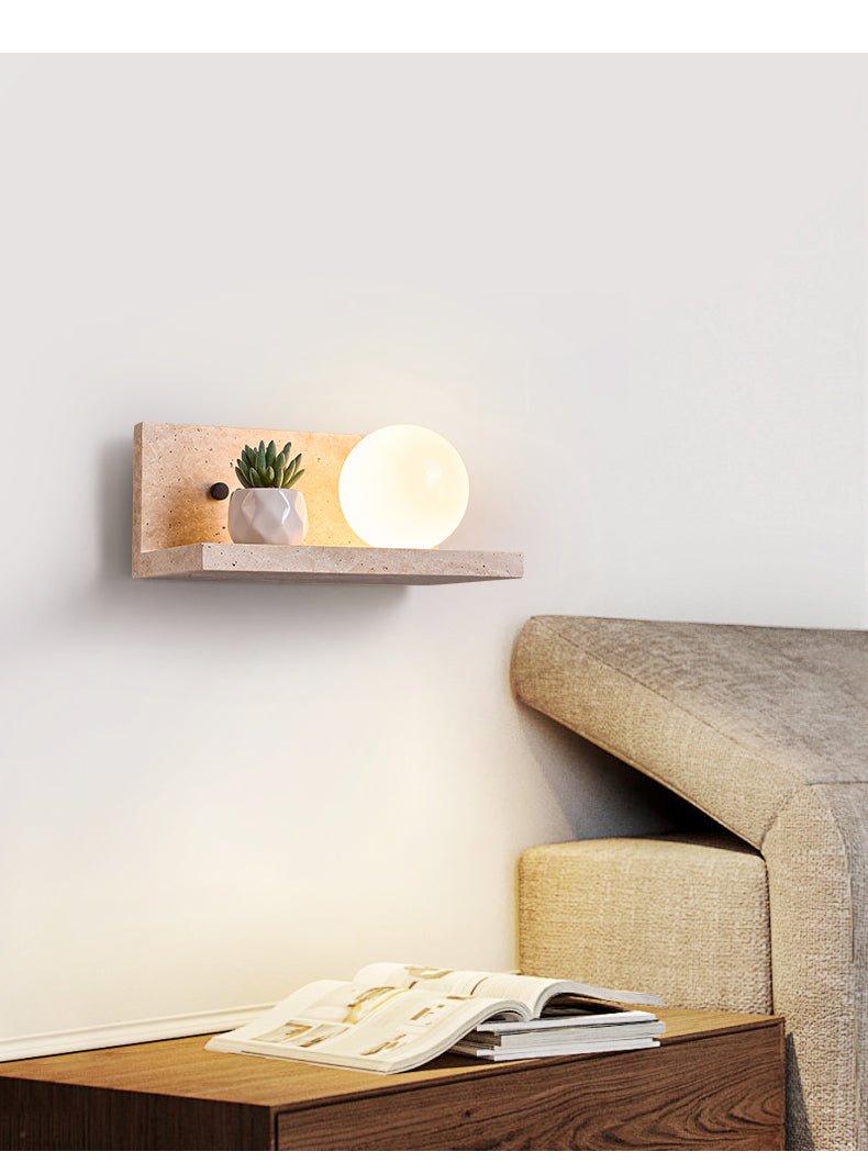 Shelf Travertine Sconce-Neutral Decor