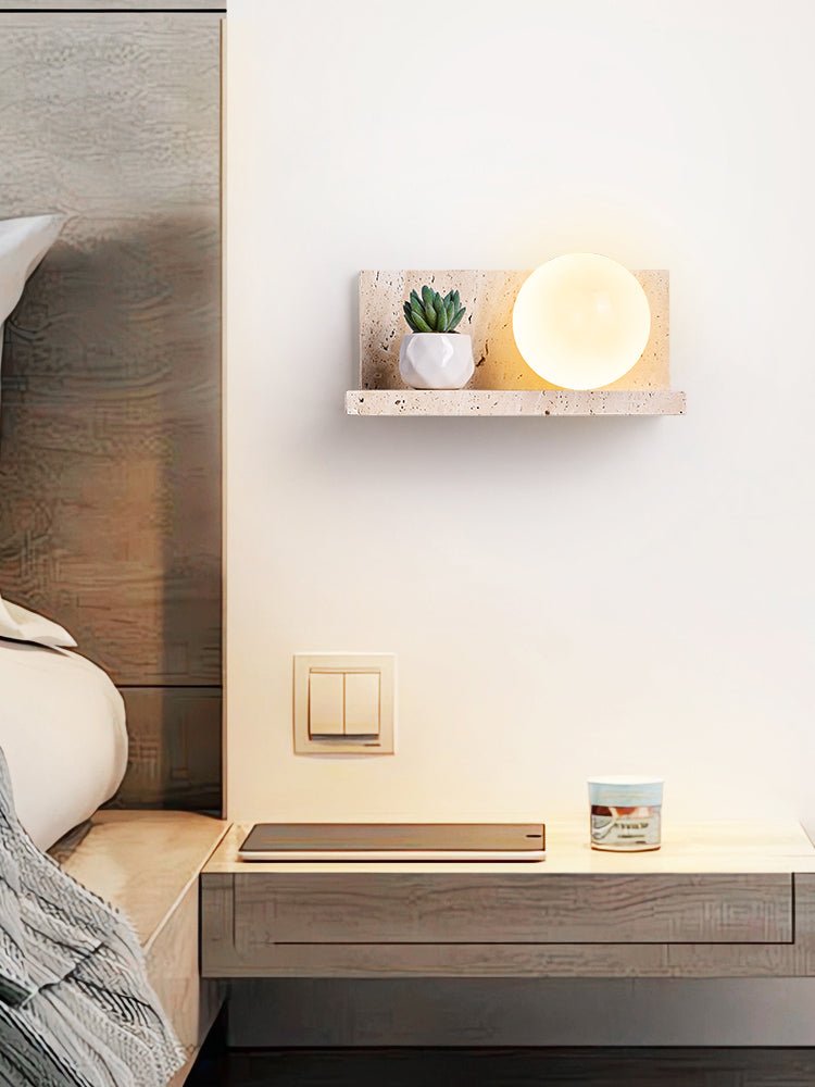 Shelf Travertine Sconce-Neutral Decor