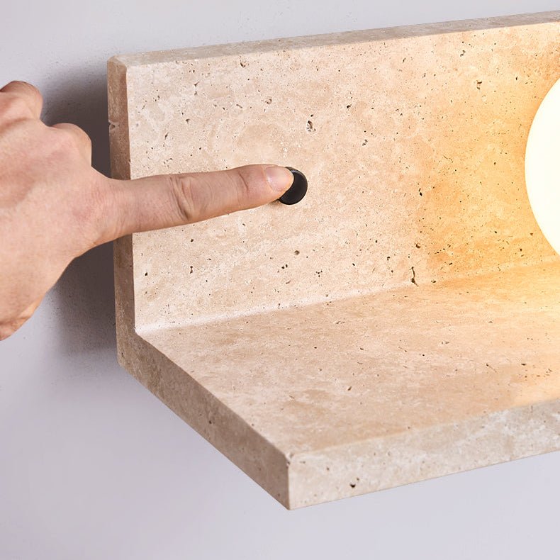 Shelf Travertine Sconce-Neutral Decor