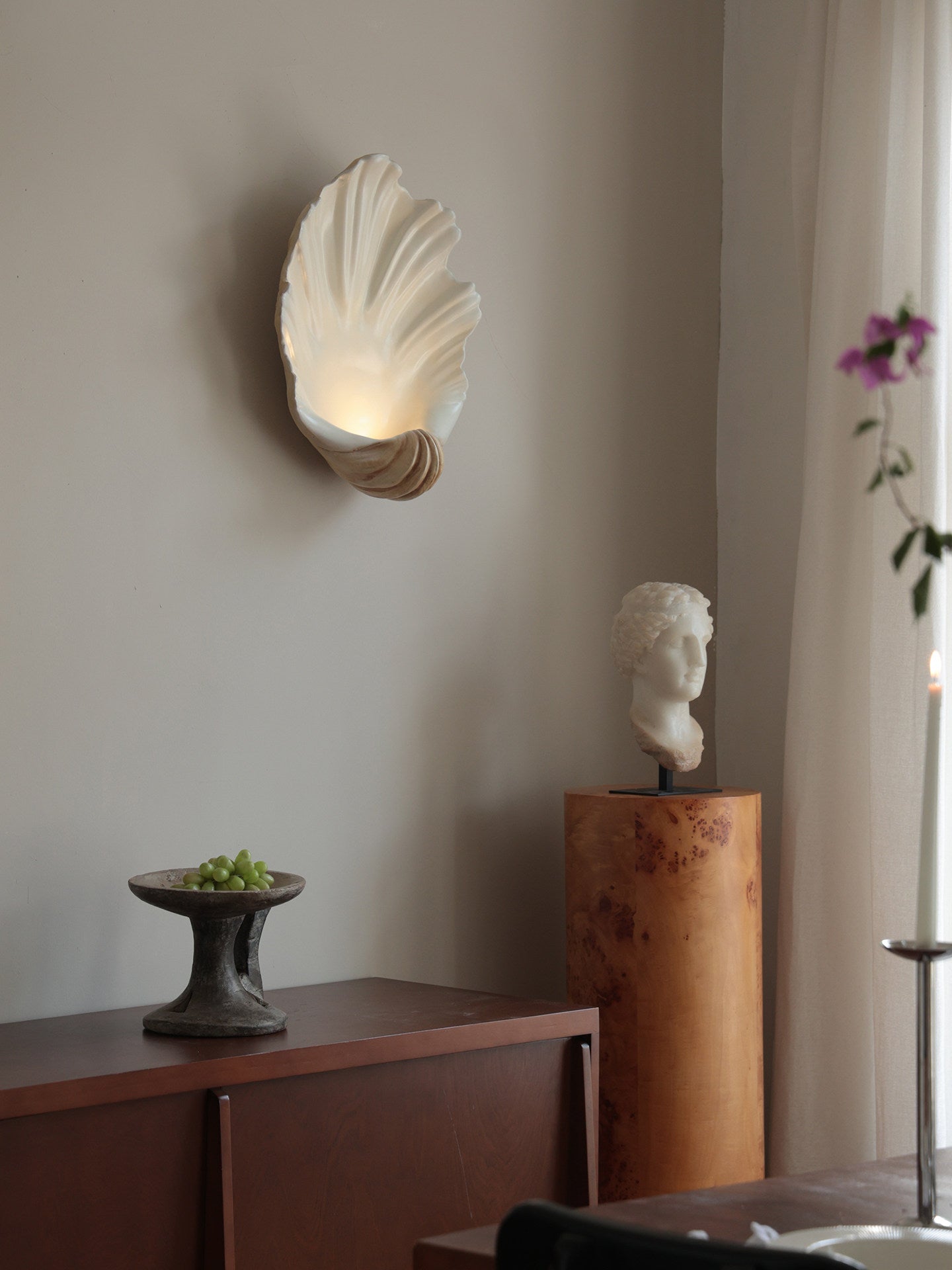 Shell Wall Sconce-Neutral Decor