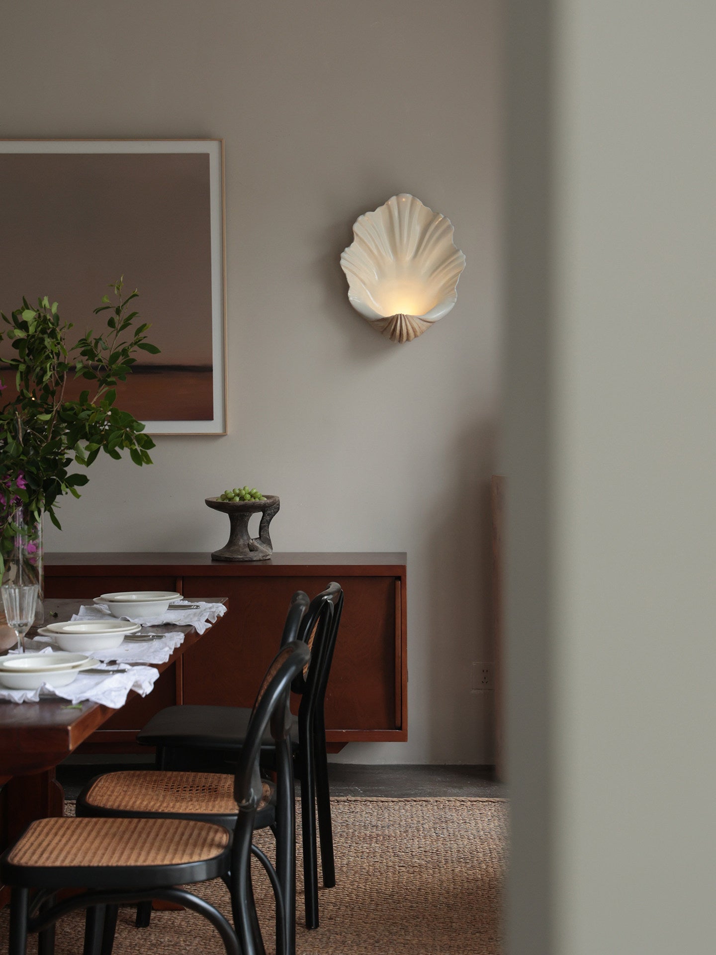 Shell Wall Sconce-Neutral Decor
