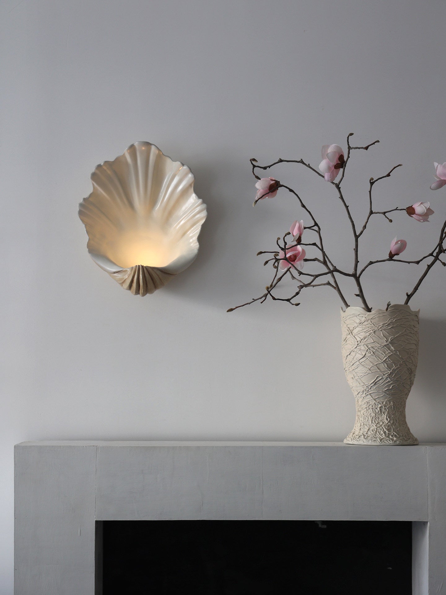 Shell Wall Sconce-Neutral Decor
