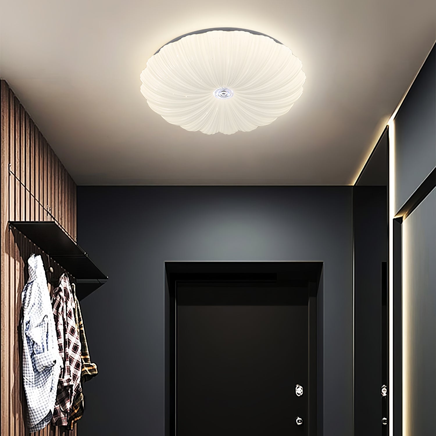 Cyvian Nordic Art Shell Round Ceiling Lamp-Neutral Decor