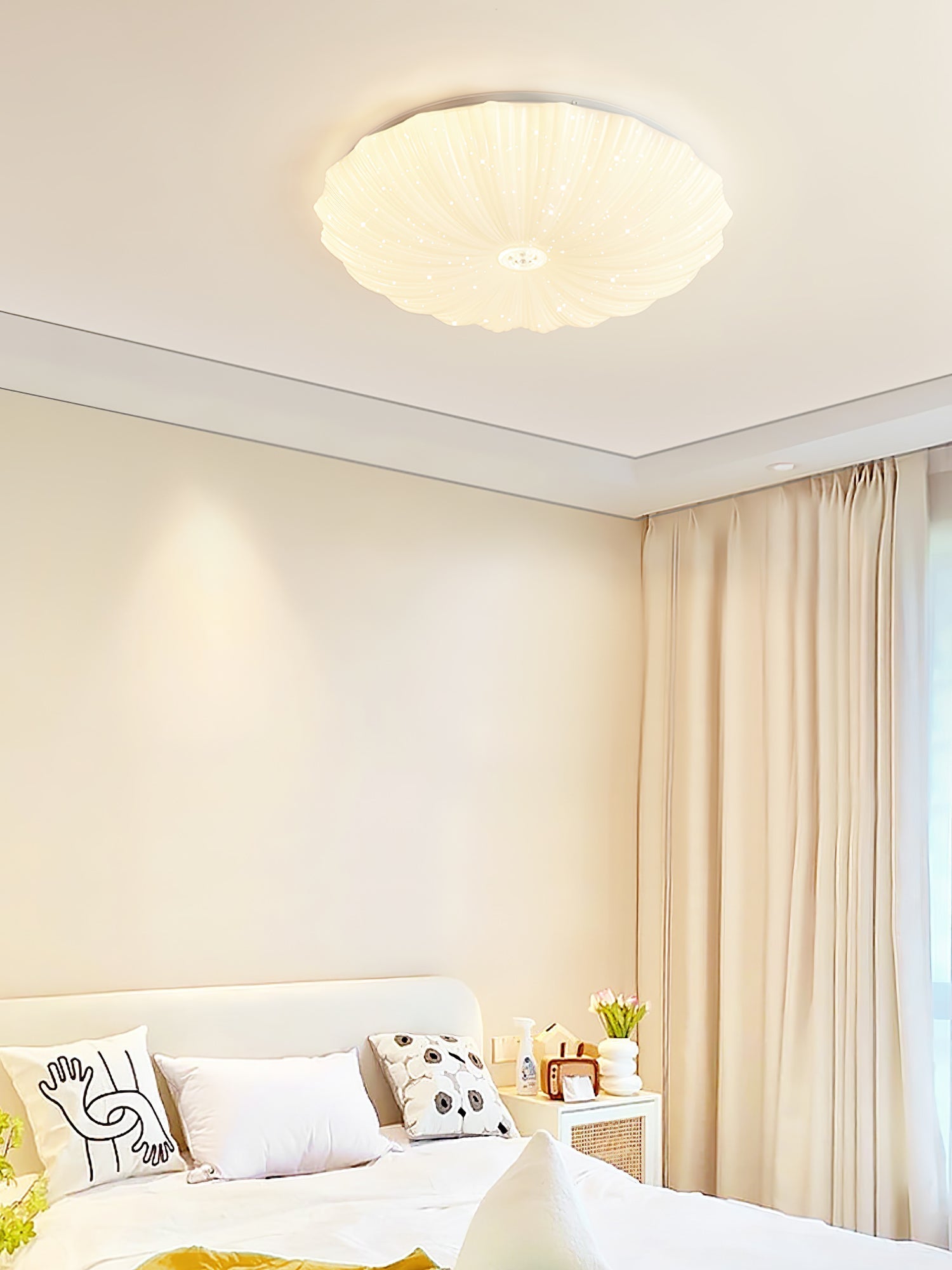 Cyvian Nordic Art Shell Round Ceiling Lamp-Neutral Decor