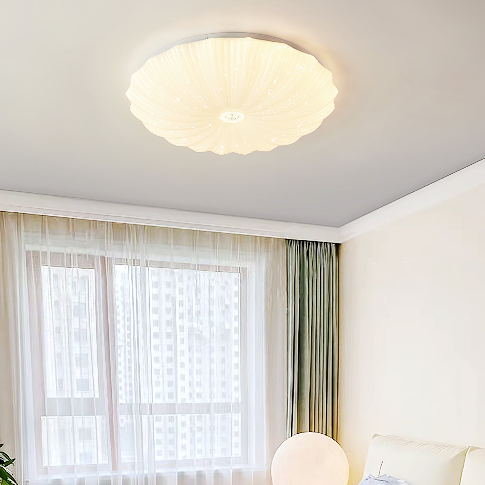 Cyvian Nordic Art Shell Round Ceiling Lamp-Neutral Decor