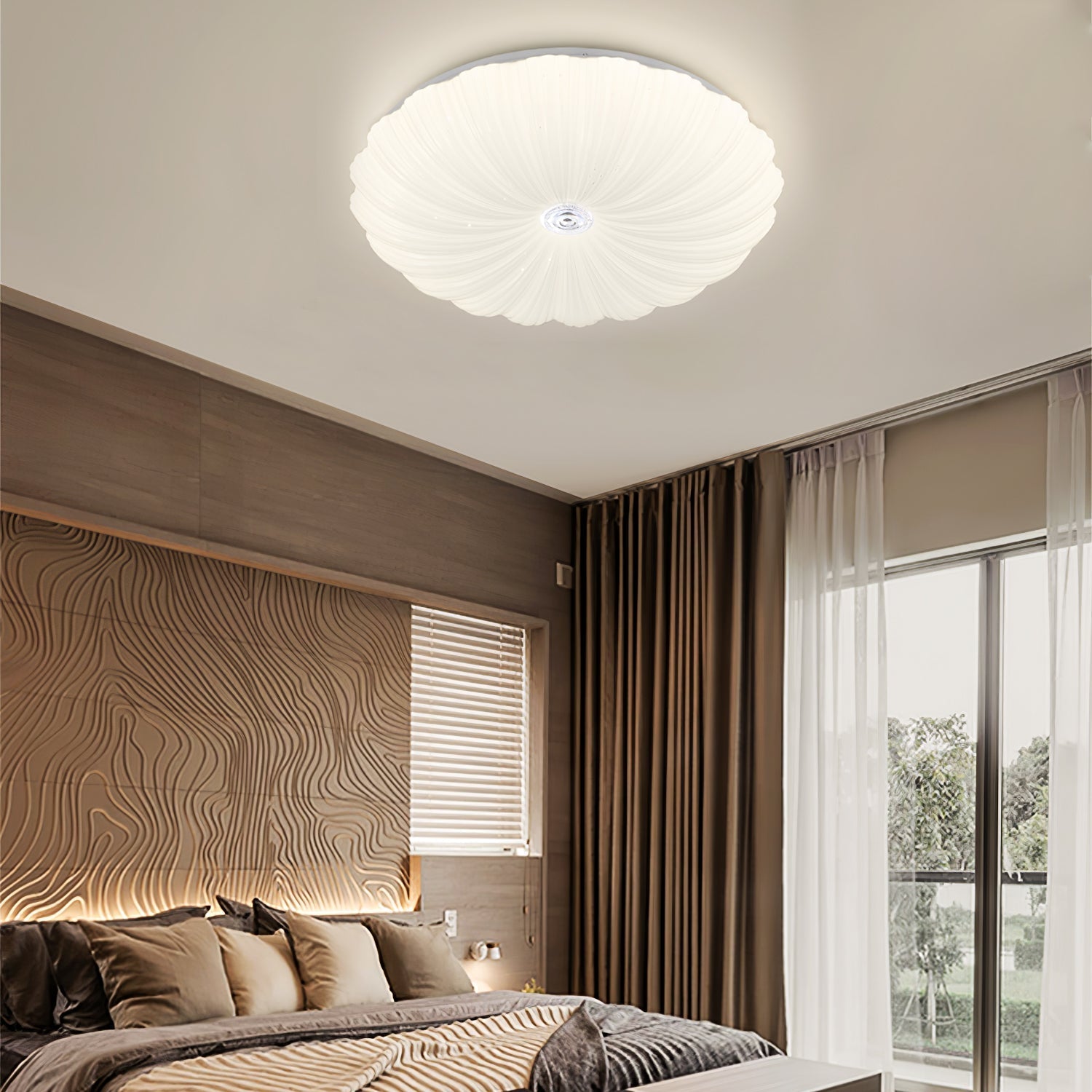 Cyvian Nordic Art Shell Round Ceiling Lamp-Neutral Decor