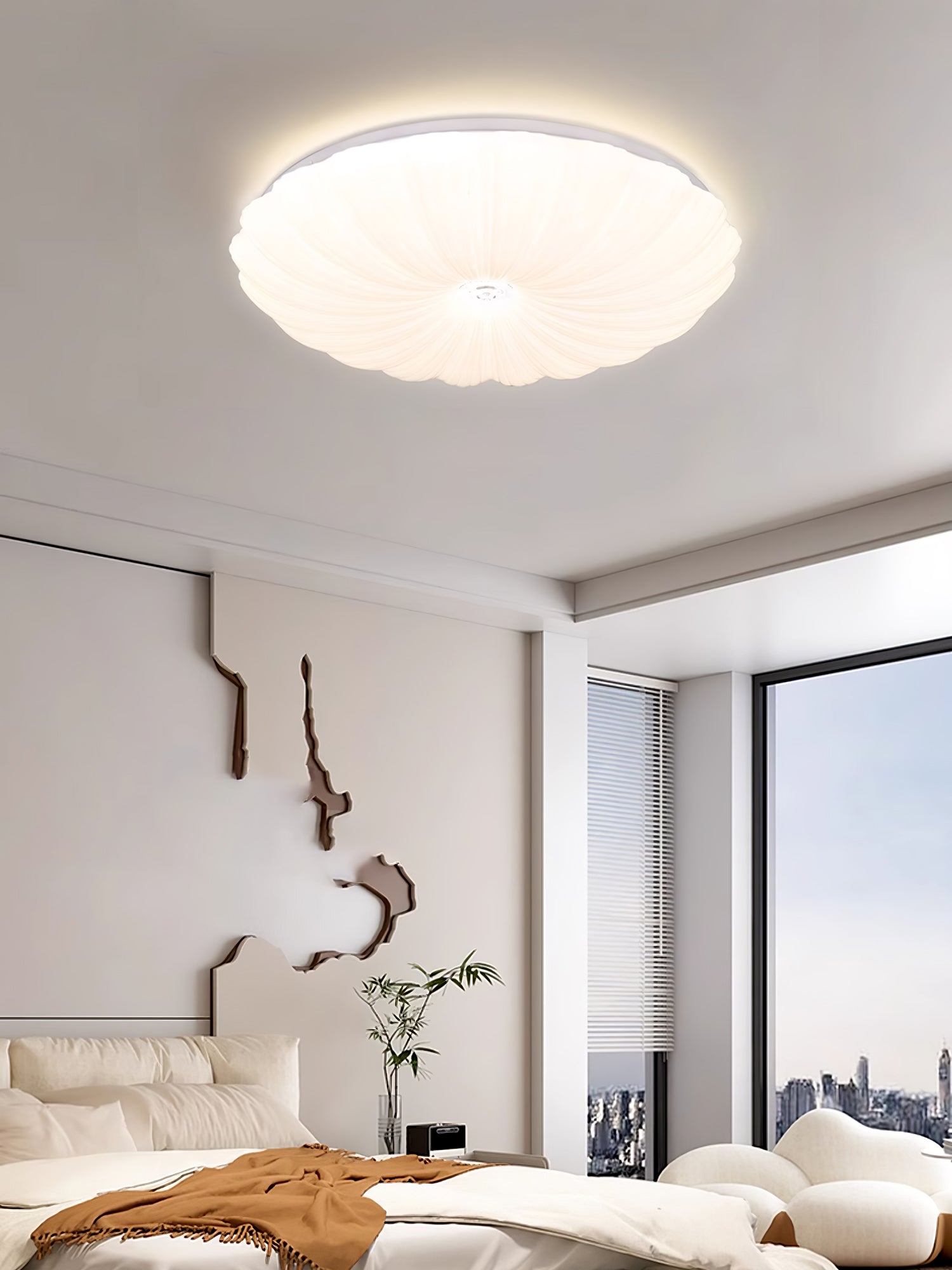 Cyvian Nordic Art Shell Round Ceiling Lamp-Neutral Decor