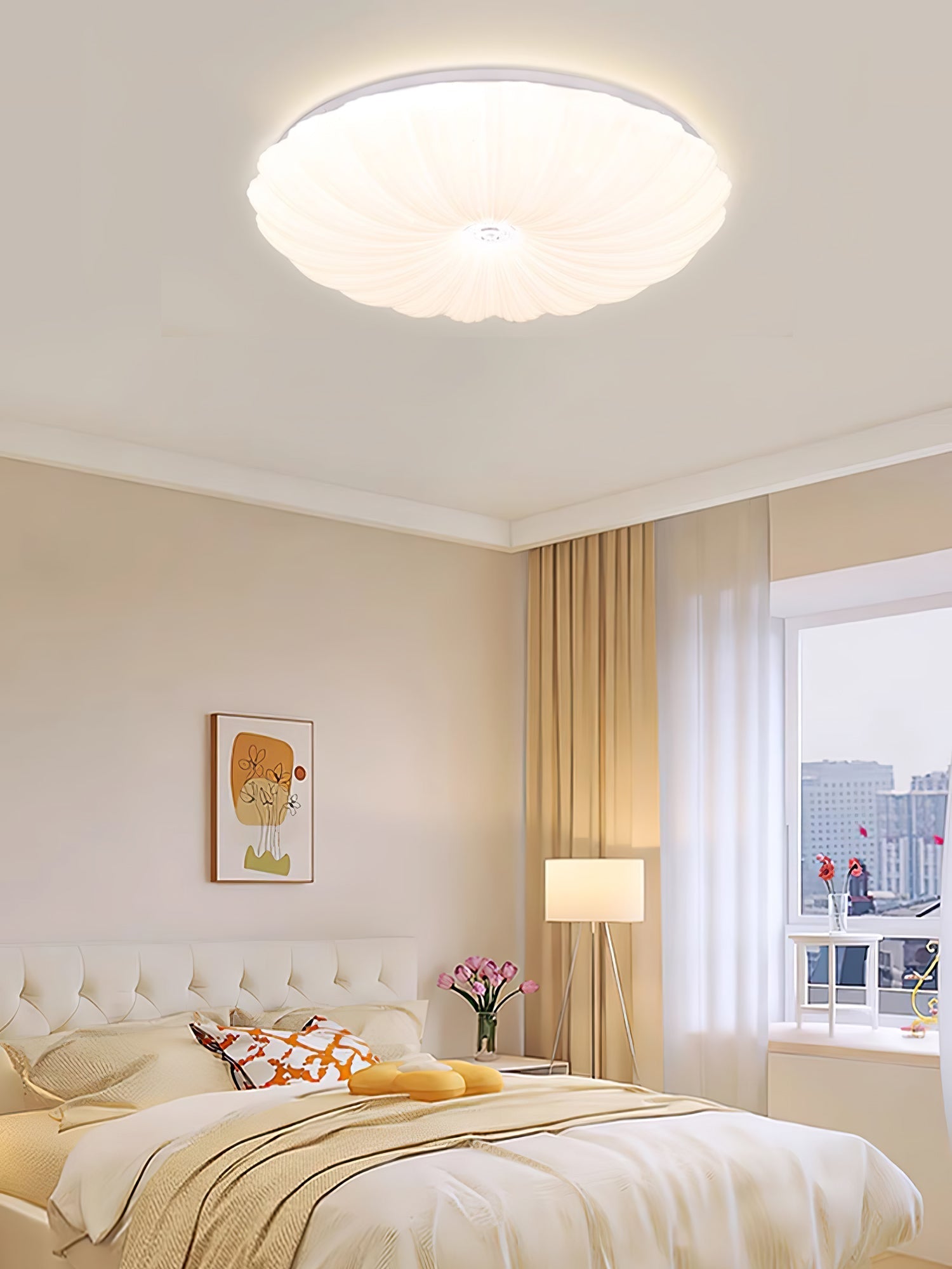 Cyvian Nordic Art Shell Round Ceiling Lamp-Neutral Decor