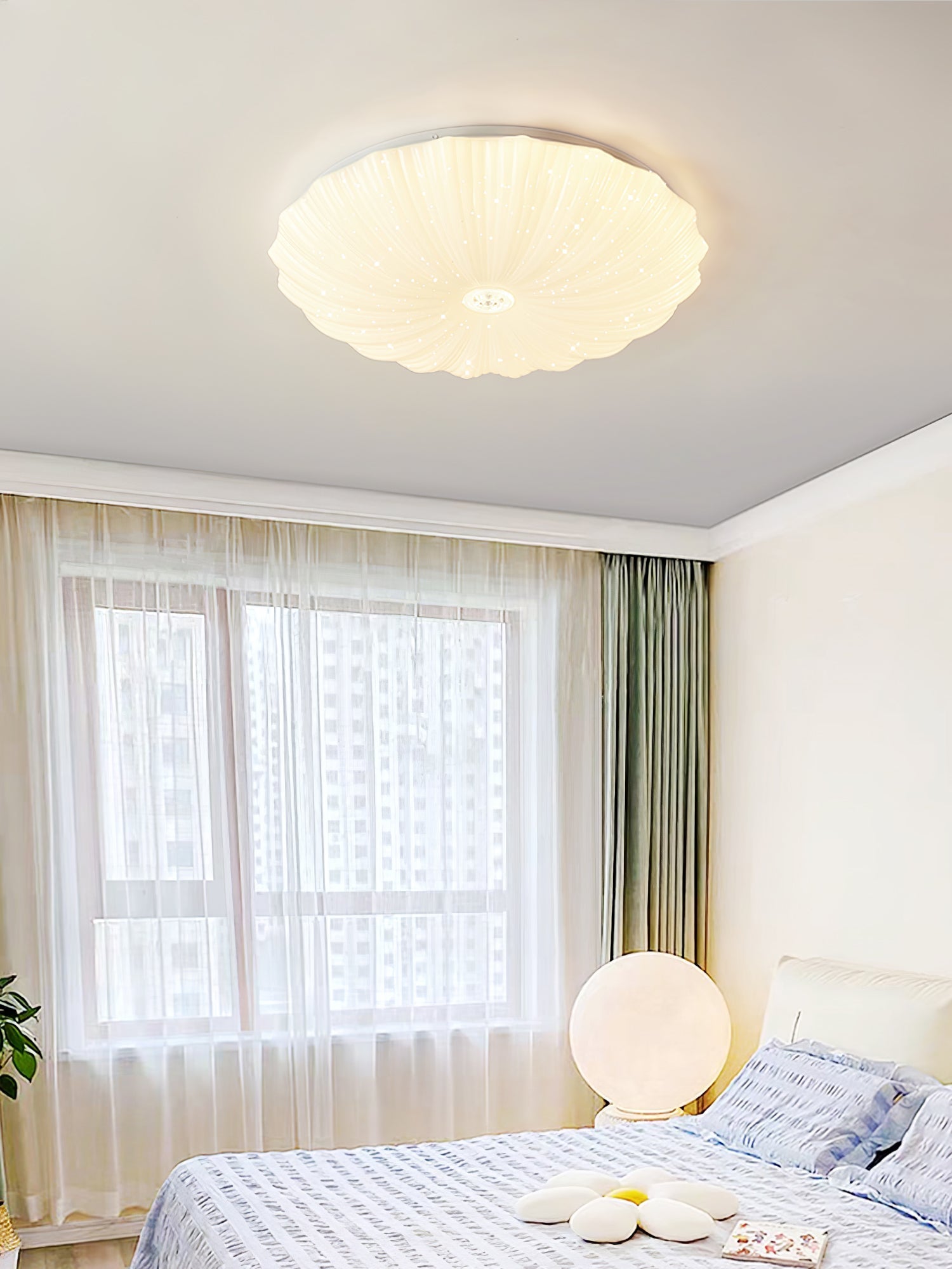 Cyvian Nordic Art Shell Round Ceiling Lamp-Neutral Decor