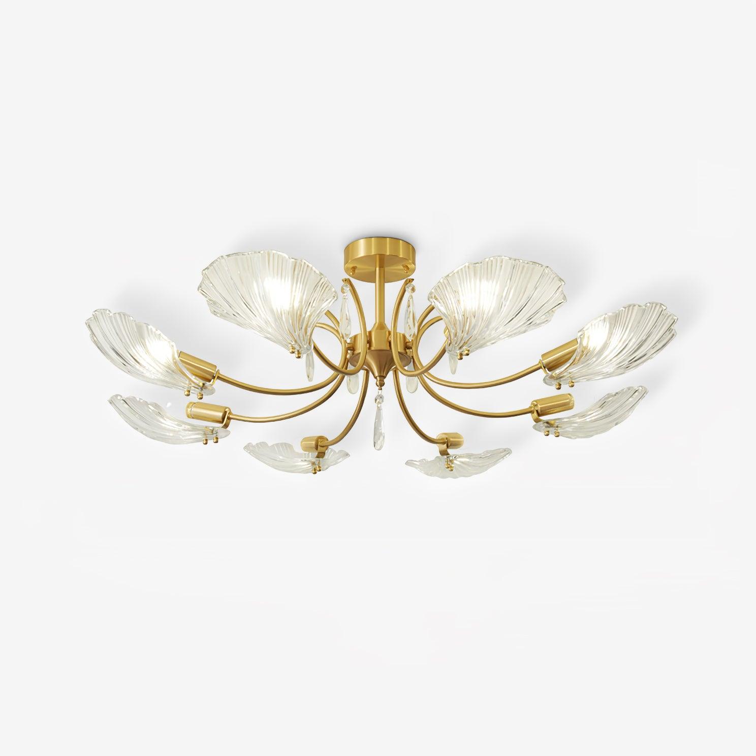 Lumara Petal Glass Brass Chandelier-Neutral Decor