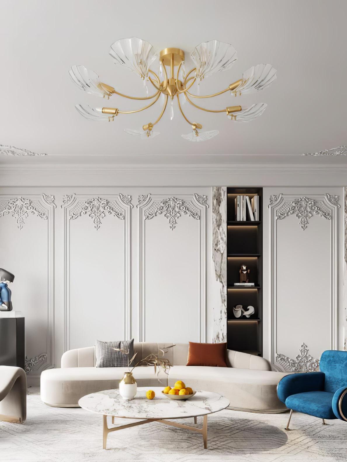 Lumara Petal Glass Brass Chandelier-Neutral Decor
