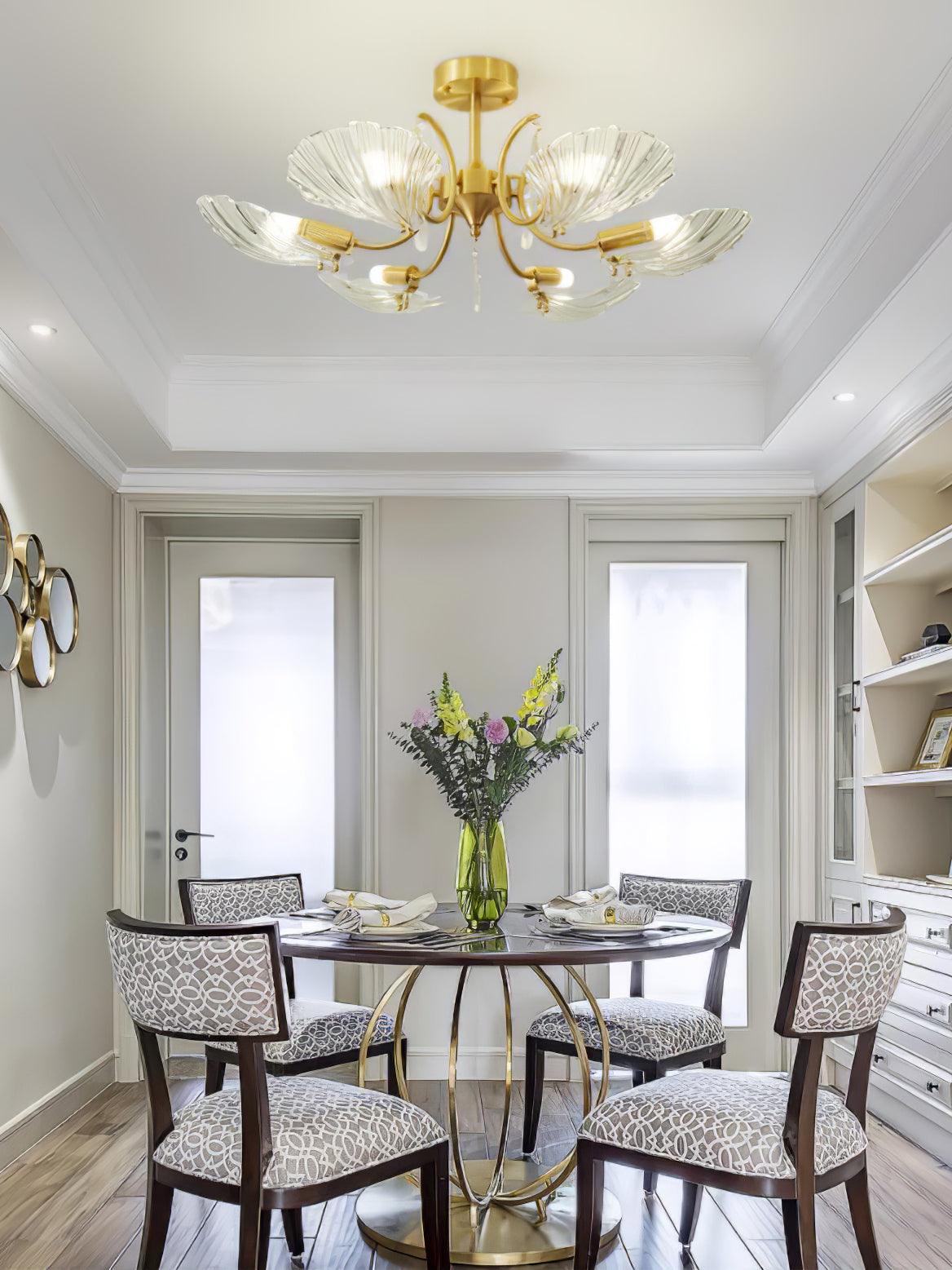 Lumara Petal Glass Brass Chandelier-Neutral Decor