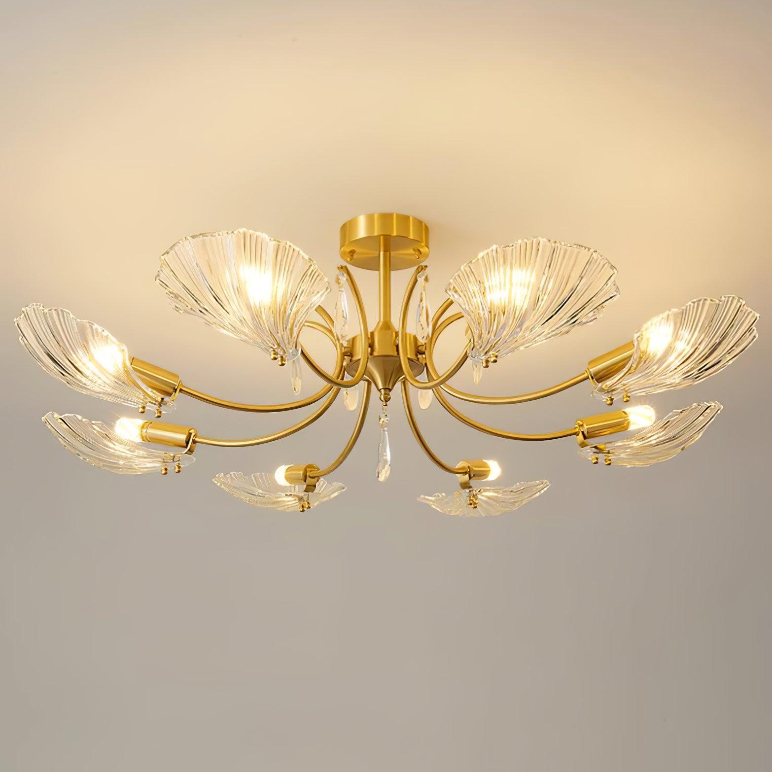 Lumara Petal Glass Brass Chandelier-Neutral Decor