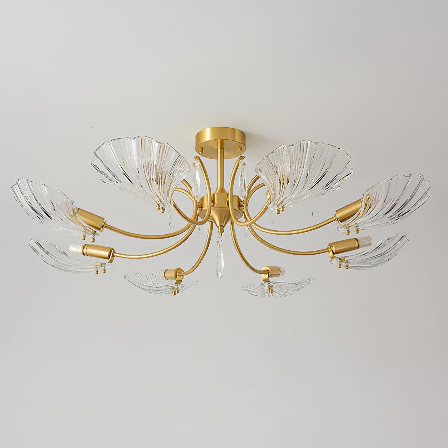 Lumara Petal Glass Brass Chandelier-Neutral Decor