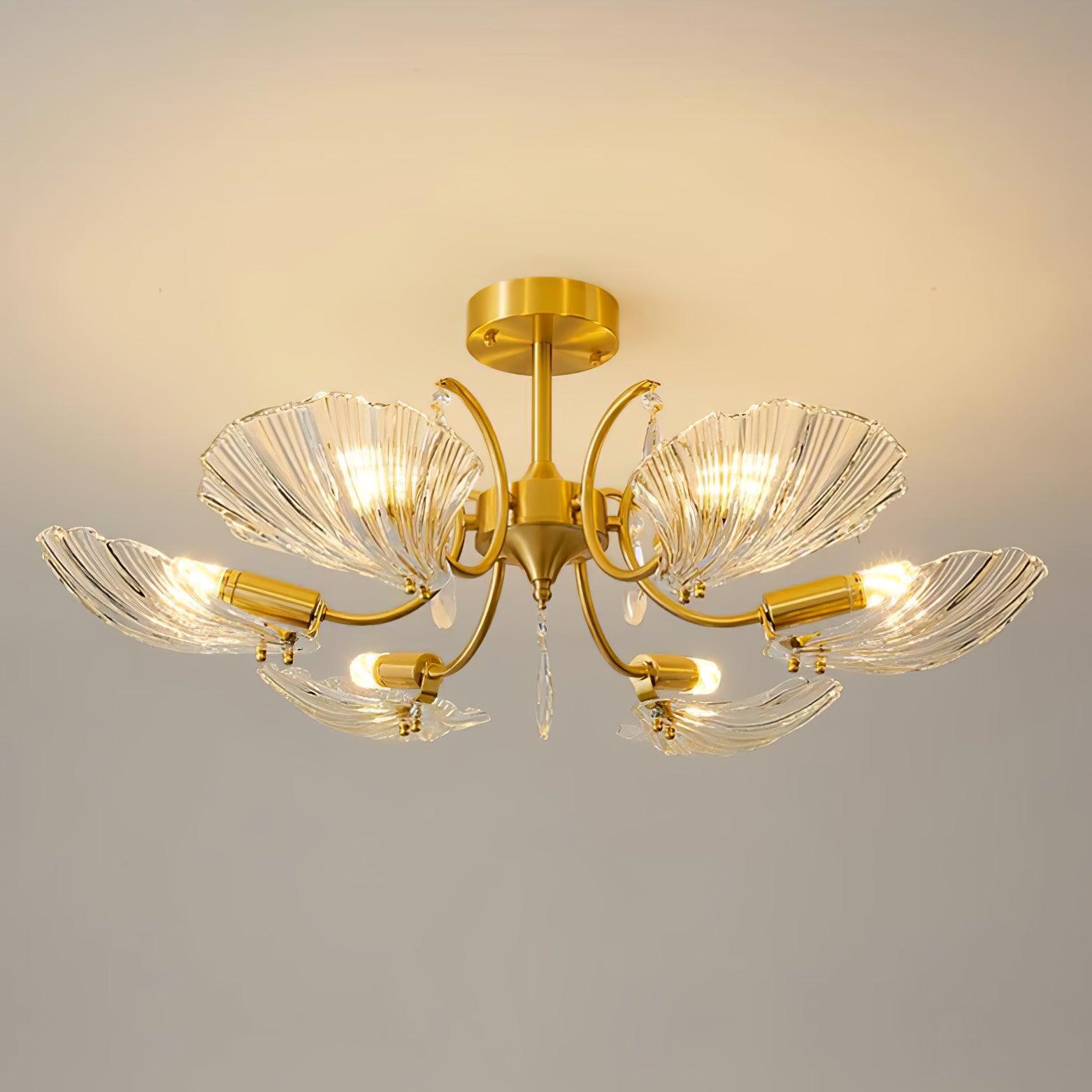 Lumara Petal Glass Brass Chandelier-Neutral Decor