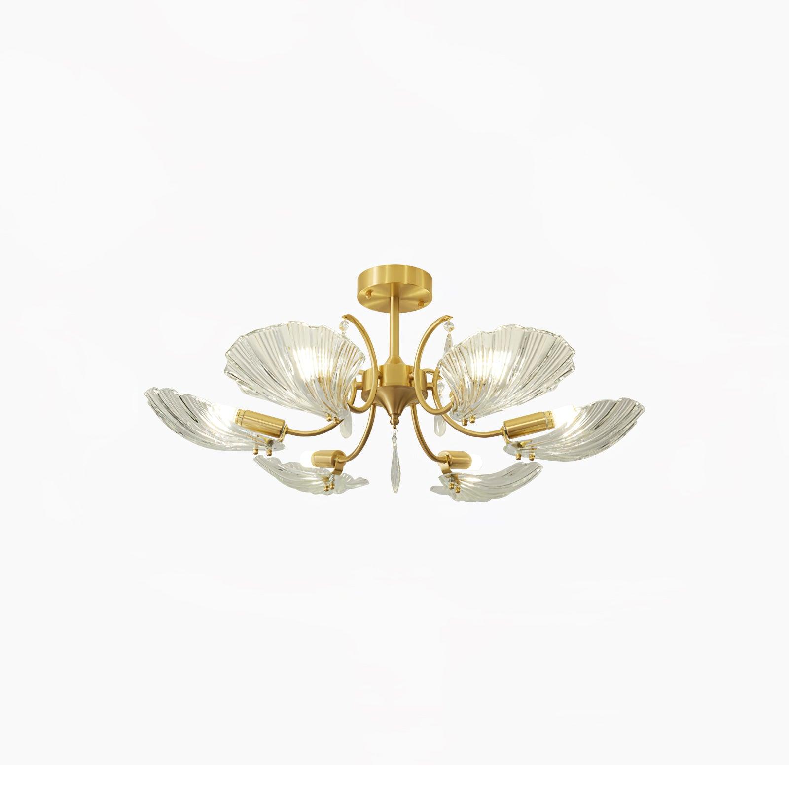 Lumara Petal Glass Brass Chandelier-Neutral Decor