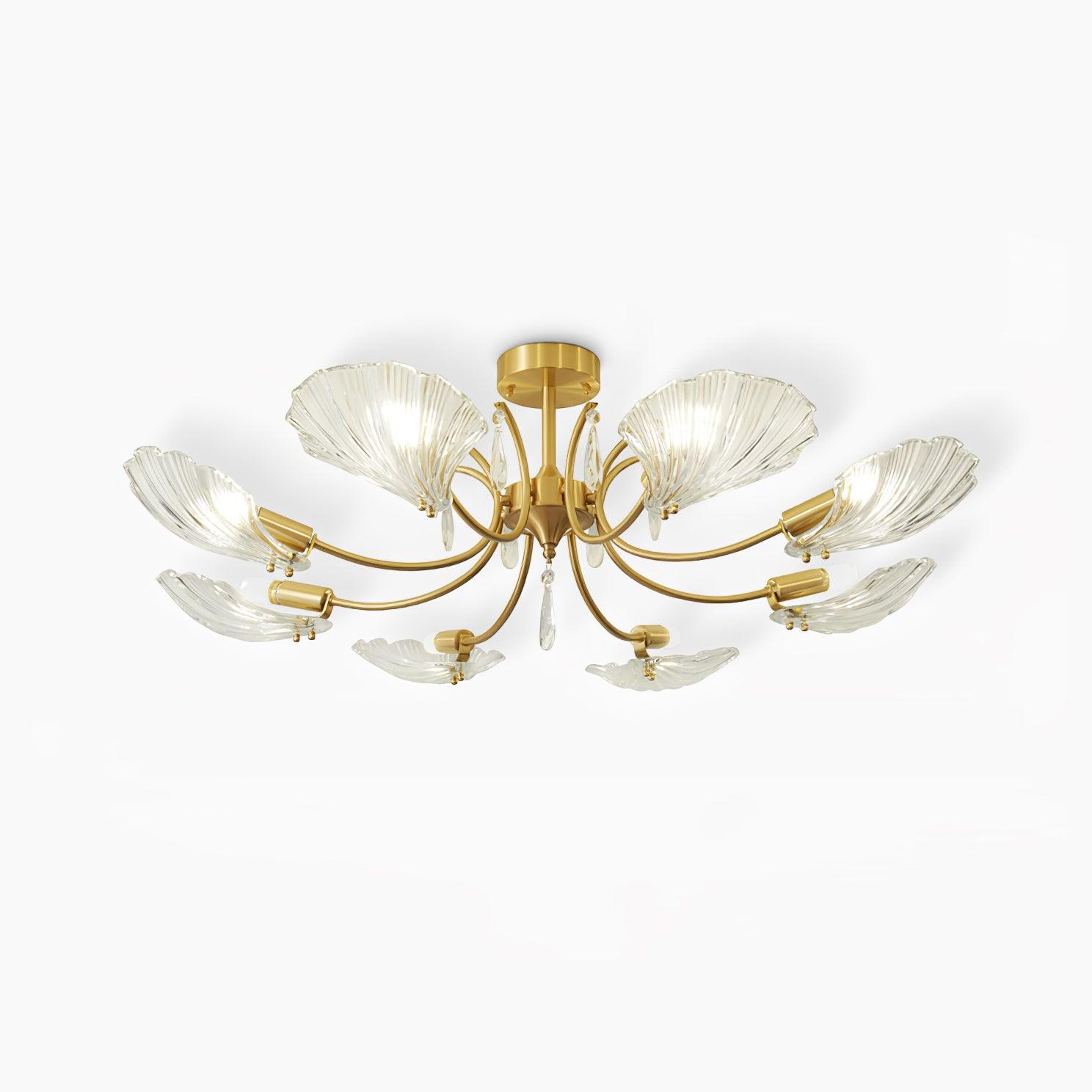Lumara Petal Glass Brass Chandelier-Neutral Decor