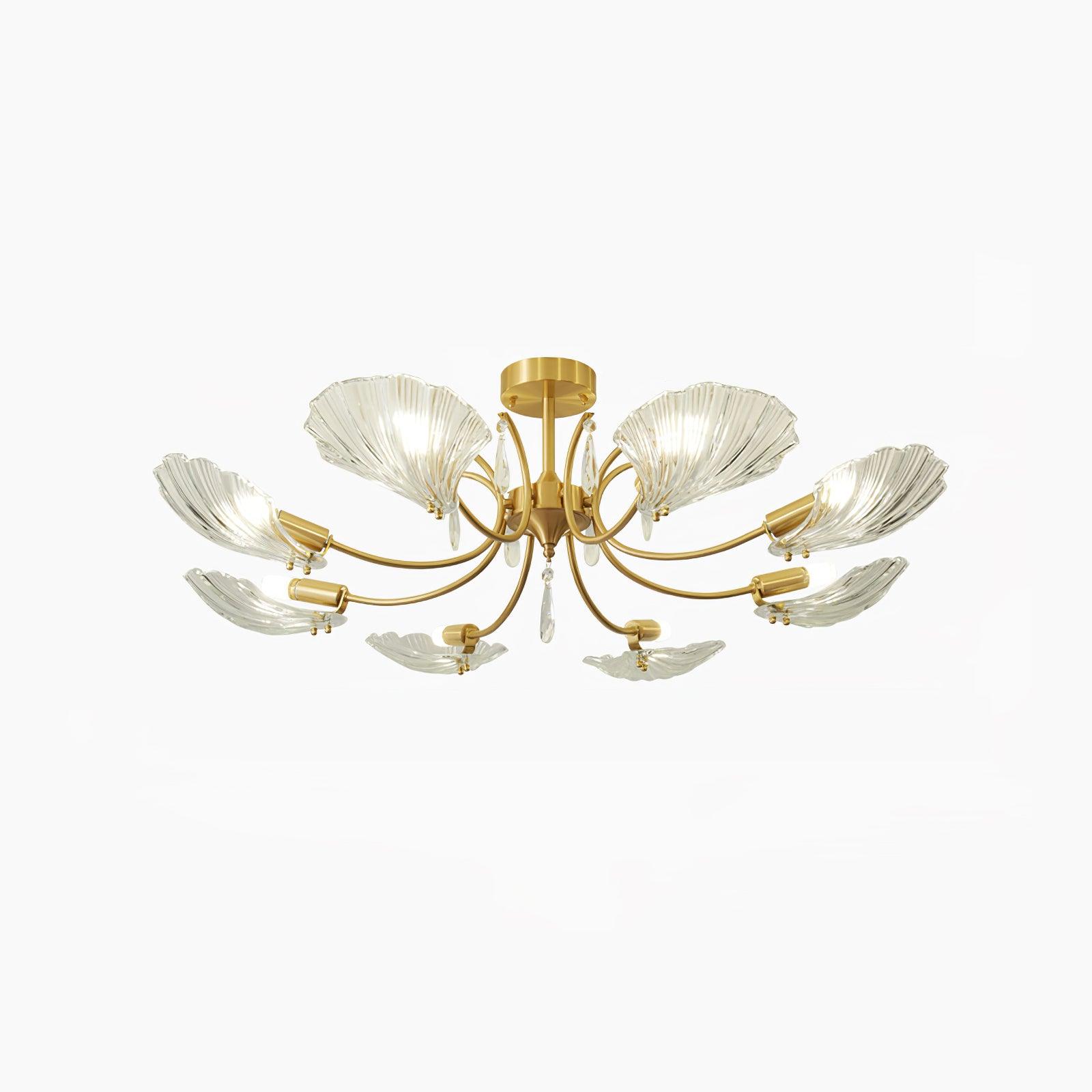 Lumara Petal Glass Brass Chandelier-Neutral Decor