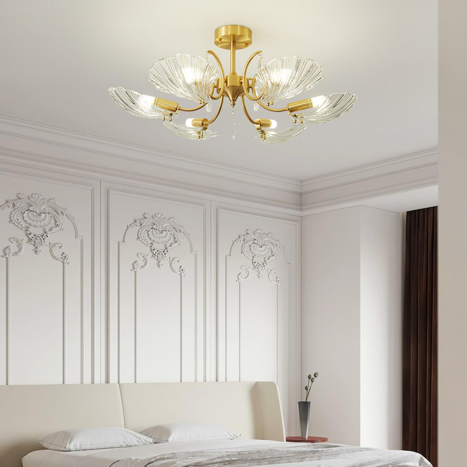 Lumara Petal Glass Brass Chandelier-Neutral Decor