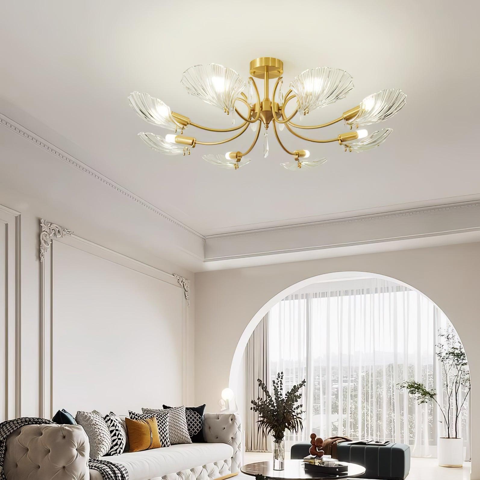 Lumara Petal Glass Brass Chandelier-Neutral Decor