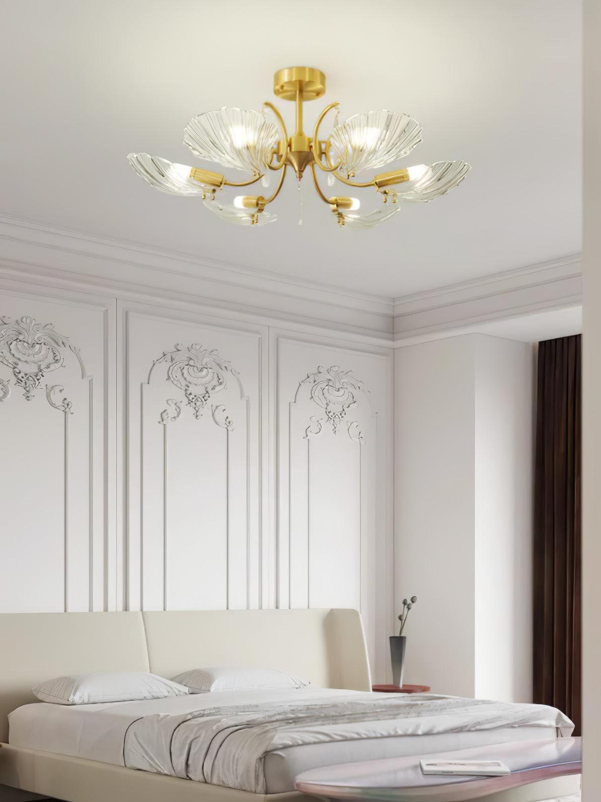 Lumara Petal Glass Brass Chandelier-Neutral Decor